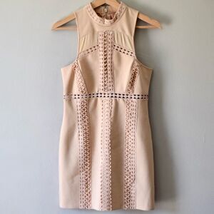 FREE PEOPLE Embroidered Bodycon Dress, Cream, Size XS